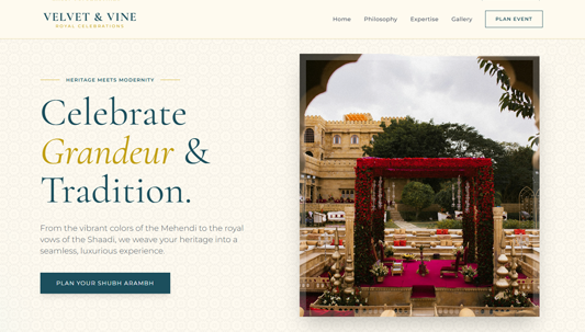 VELVET & VINE - Luxury Indian Wedding Theme 03 Preview